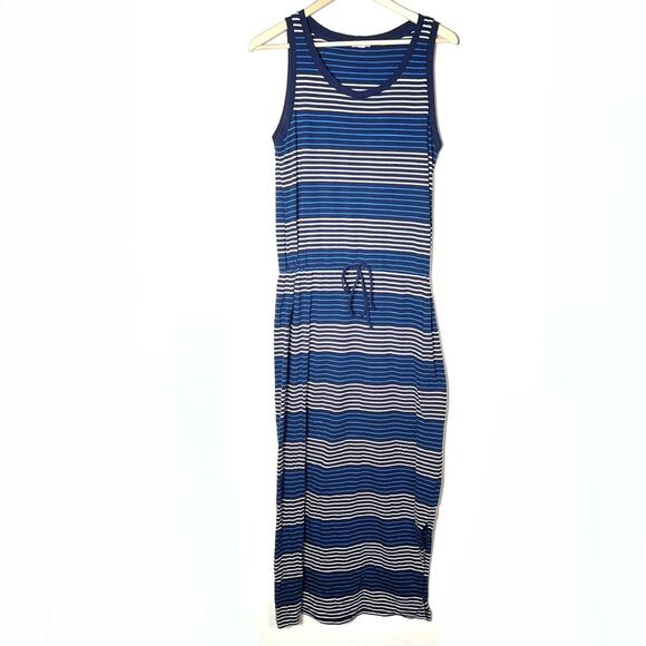 Gap blue and white striped casual swim cover shift maxi dress size medium M B157 - Picture 1 of 4